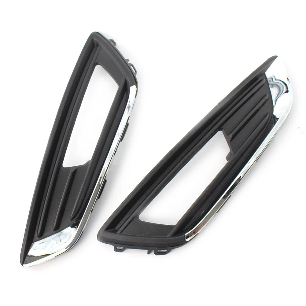 1Pair Chrome Black Front Bumper Grill Fog Light Lamp Covers Fit FORD Focus 15-17