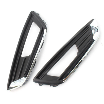 1Pair Chrome Black Front Bumper Grill Fog Light Lamp Covers Fit FORD Focus 15-17