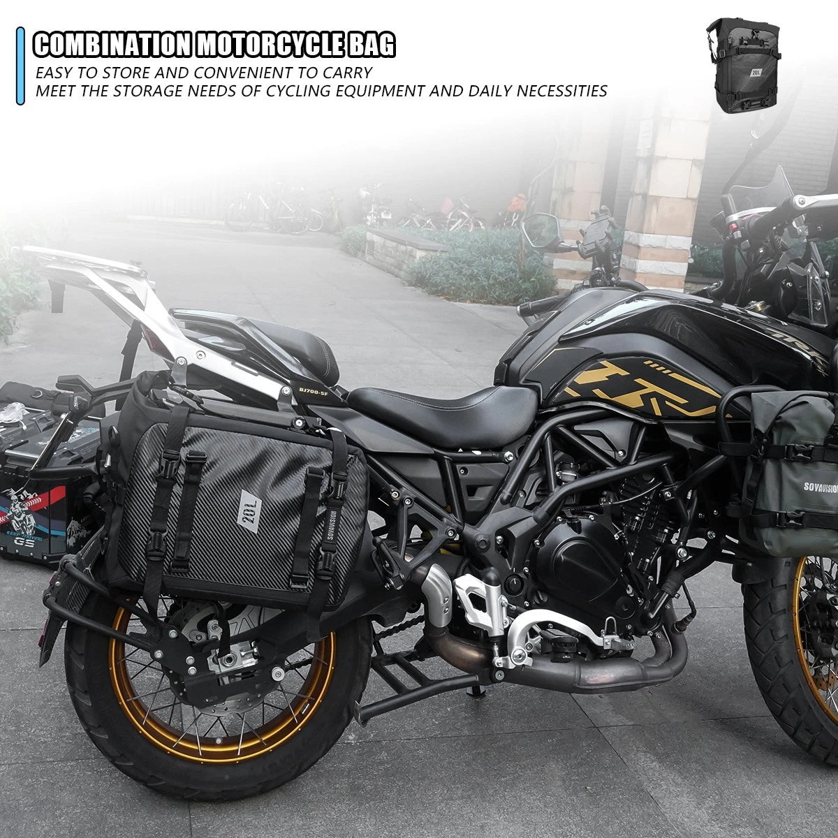 20L Tail Bag Motorcycle Storage Backpack Black Multi-functional Rear Seat Bag