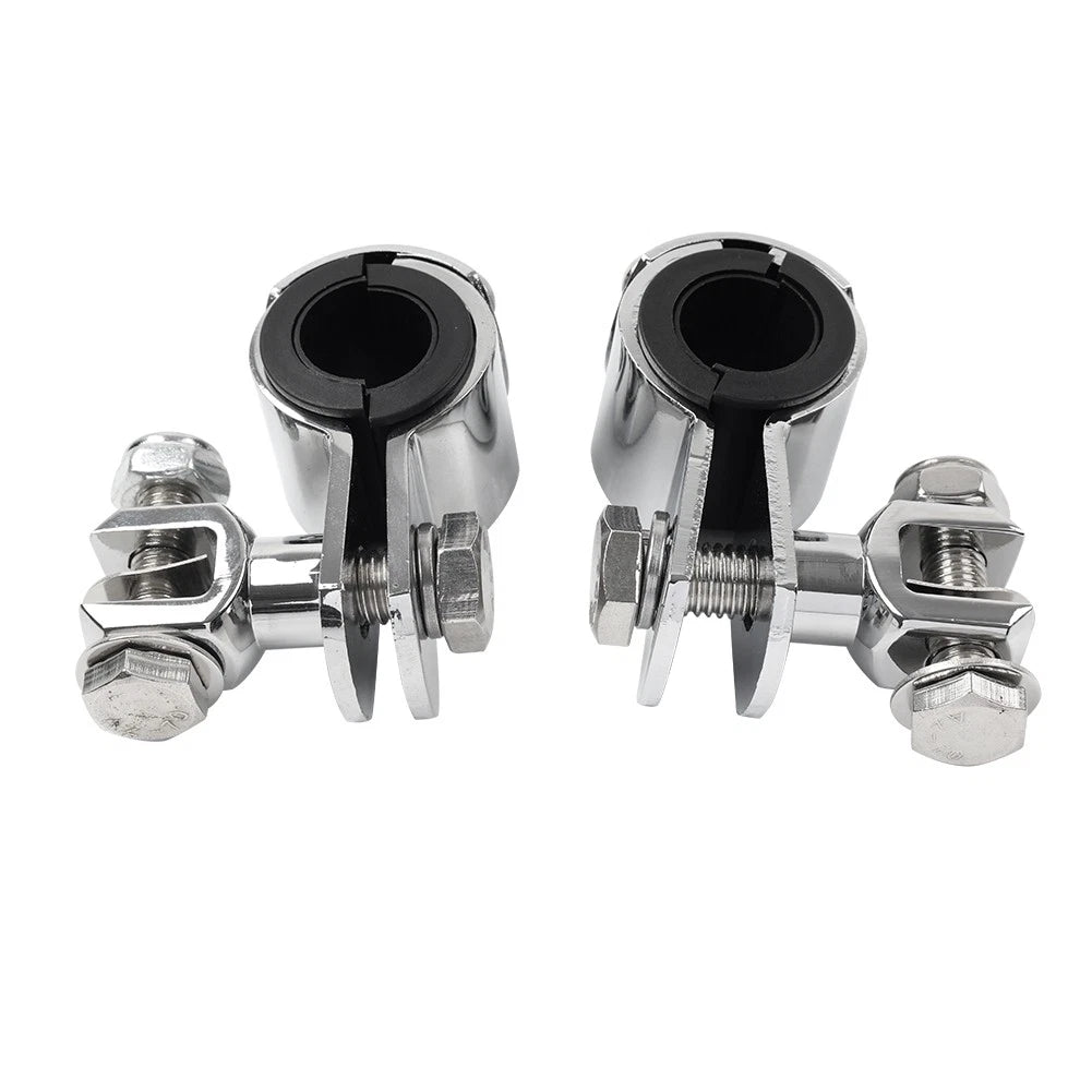 US 1" 1.25" Highway Bar Foot Pegs Mount Clamps Bracket Set For Harley Chrome