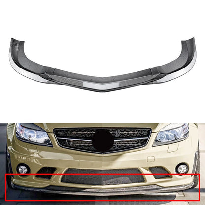 Carbon Look Front Bumper Spoiler Lip For Benz C Class W204 C63 Sedan 2007-10