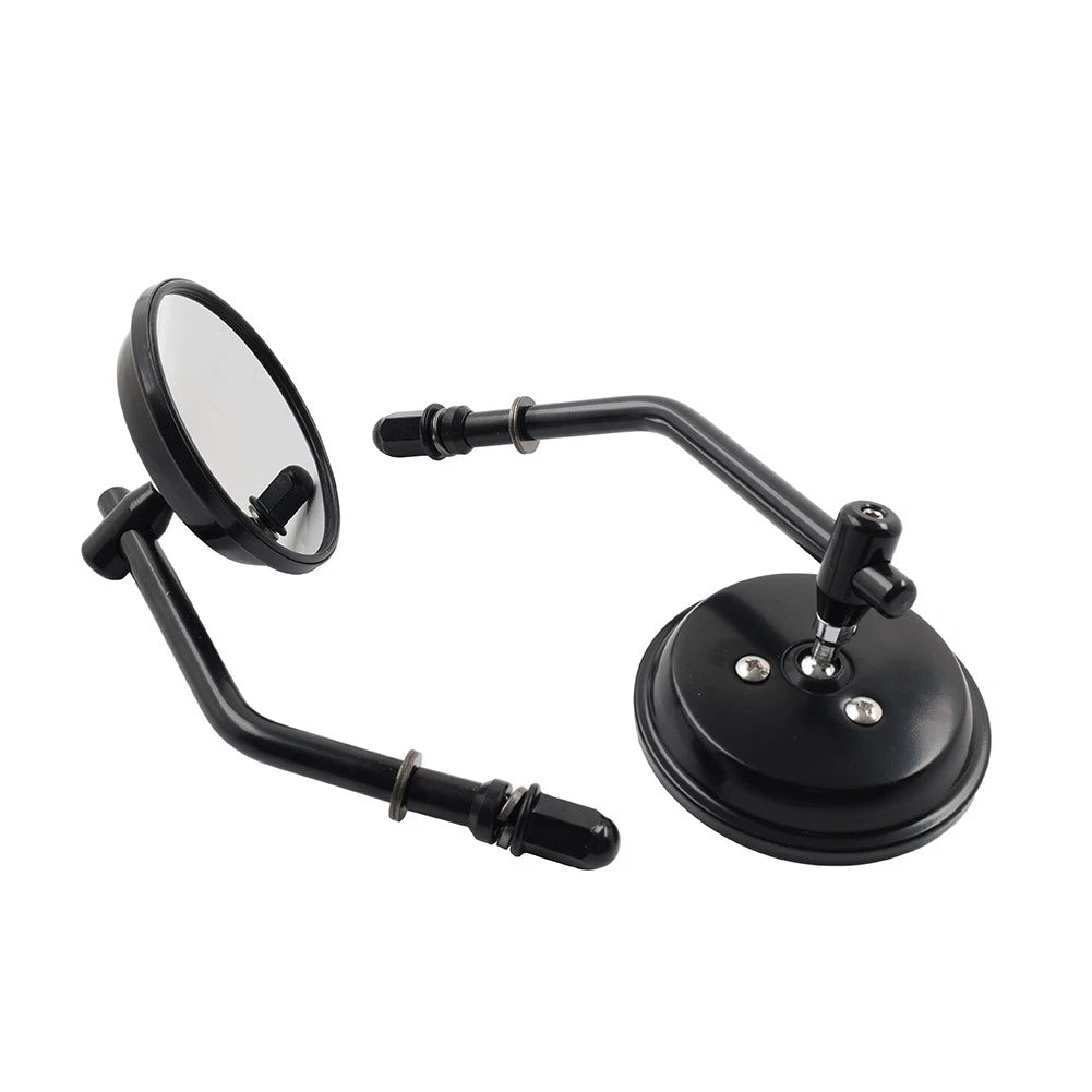 Motor Round Retro Rearview Side Mirrors For Harley Davidson Sporster 8mm Black