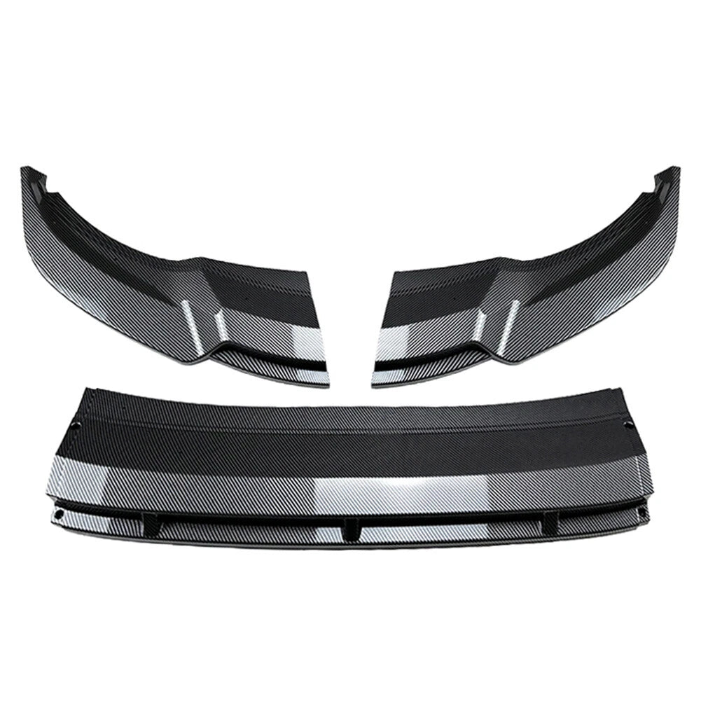 Front Bumper Spoiler Lip For Volkswagen Tiguan Rline 2021-23 Carbon Fiber Black