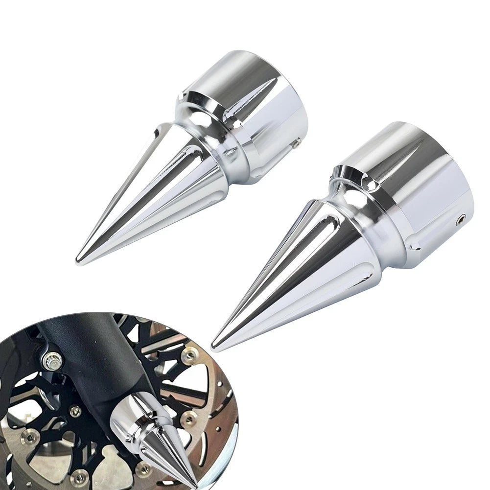 Front Axle Cap Nut Cover 3.6" For Harley Softail 07+ Dyna 08+ Street Glide Silve