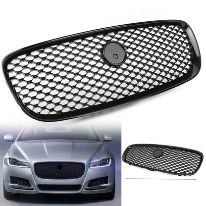 Front Bumper Center Grille Glossy Black For Jaguar XF XFR 2016-2020