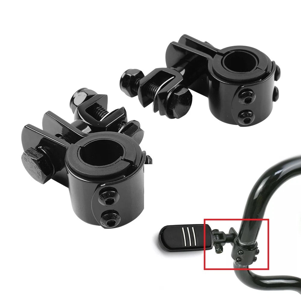 US  1" 1.25" Highway Bar Foot Pegs Mount Clamps Bracket Set For Harley Black