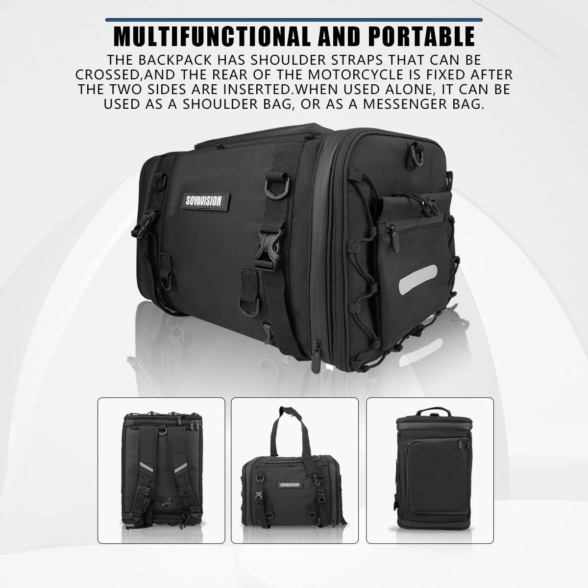 Waterproof 35L-50L Motorcycle Tail Bag Moto Rear Seat Travel Luggage Helmet Bag