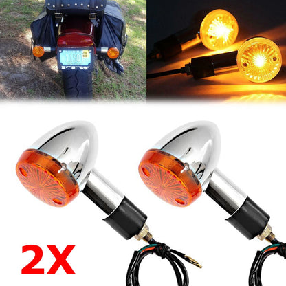 Pair Motorcycle Turn Signal Blinker Indicator Light For Honda Suzuki Yamaha
