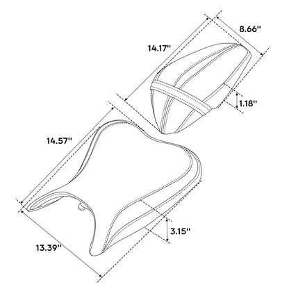 Driver & Passenger Seat Fit For Kawasaki Ninja 400 2018-2022 Z400 2019-23 Black