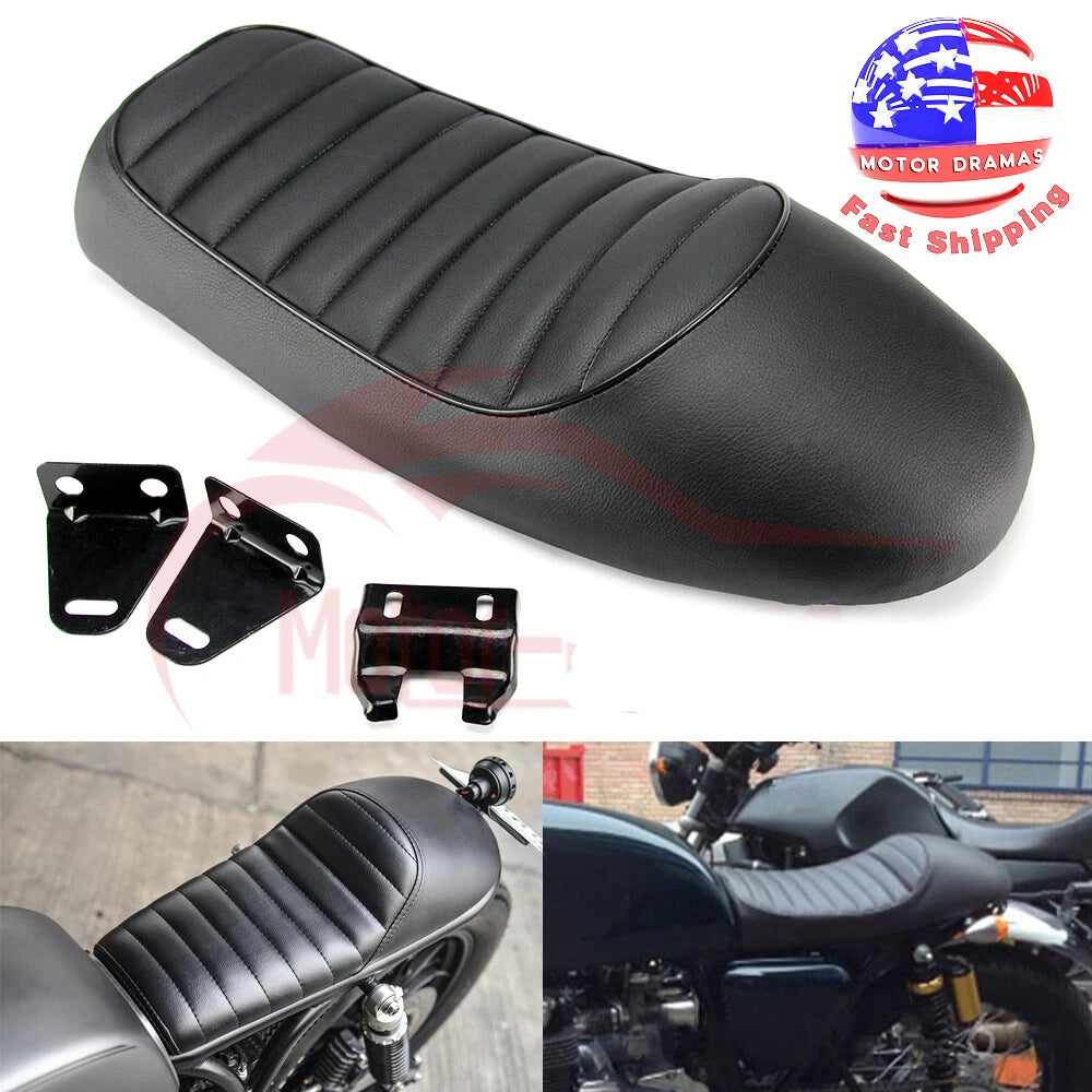 Black Vintage Hump Cafe Racer Seat For Honda Kawasaki Suzuki Yamaha BMW Vintage