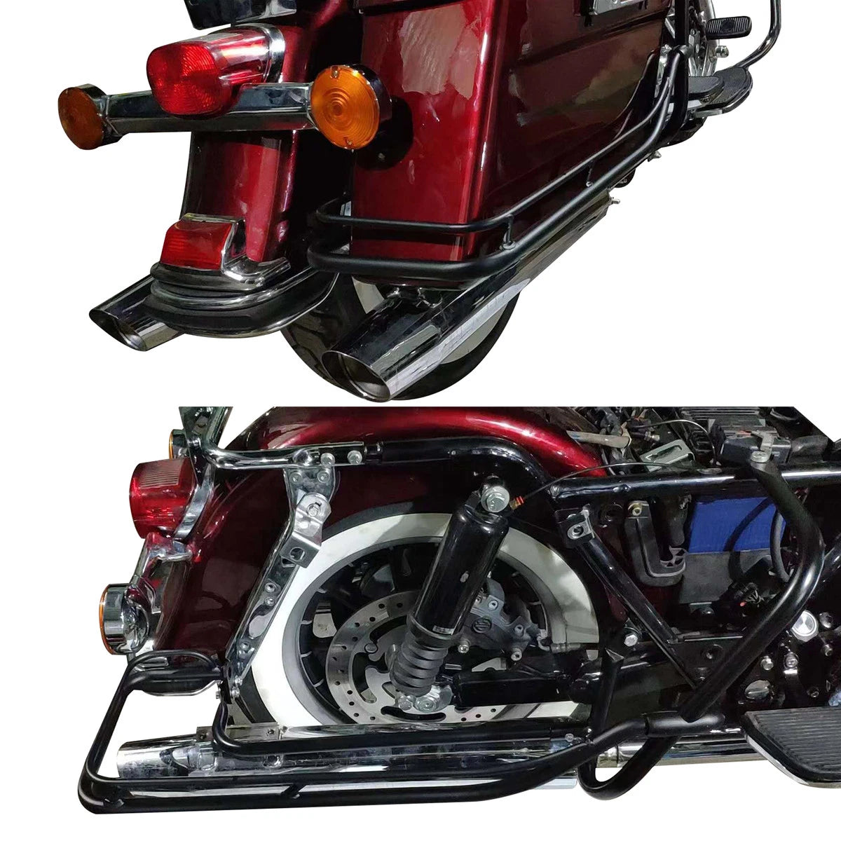 Black Hard Saddlebag Guard Rails Fit For Harley Touring Road Glide King 09-13 US