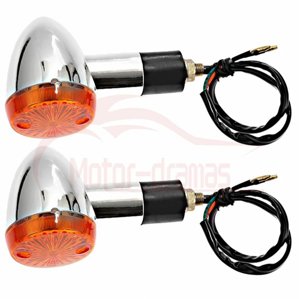 2Pcs Bullet Motorcycle Turn Signal Light Indicators Blinkers Amber Yellow Lamp