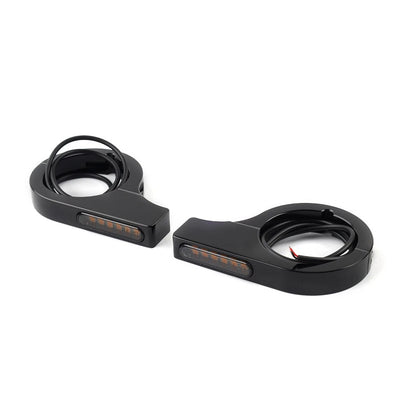 42-46MM LED Fork Turn Signal Light Indicator Amber For Harley touring Dyna Black