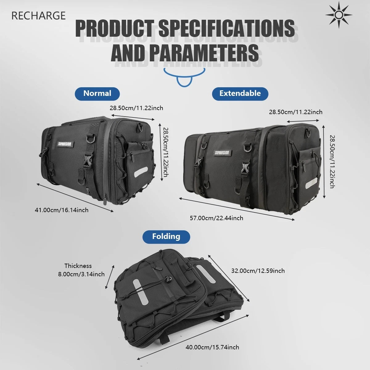 Waterproof 35L-50L Motorcycle Tail Bag Moto Rear Seat Travel Luggage Helmet Bag