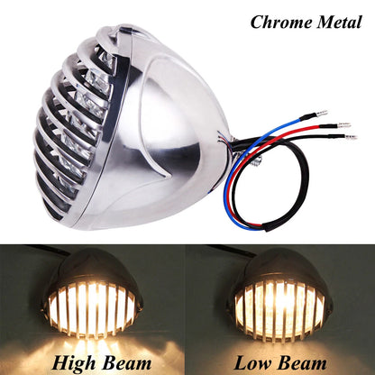 Motorcycle Headlight Finned Grill Aluminum For Harley Chopper Bobber Cafe racer