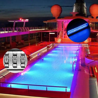 2PCS Blue 42LED Marine Boat Transom Lights Stainless Steel Underwater Pontoon