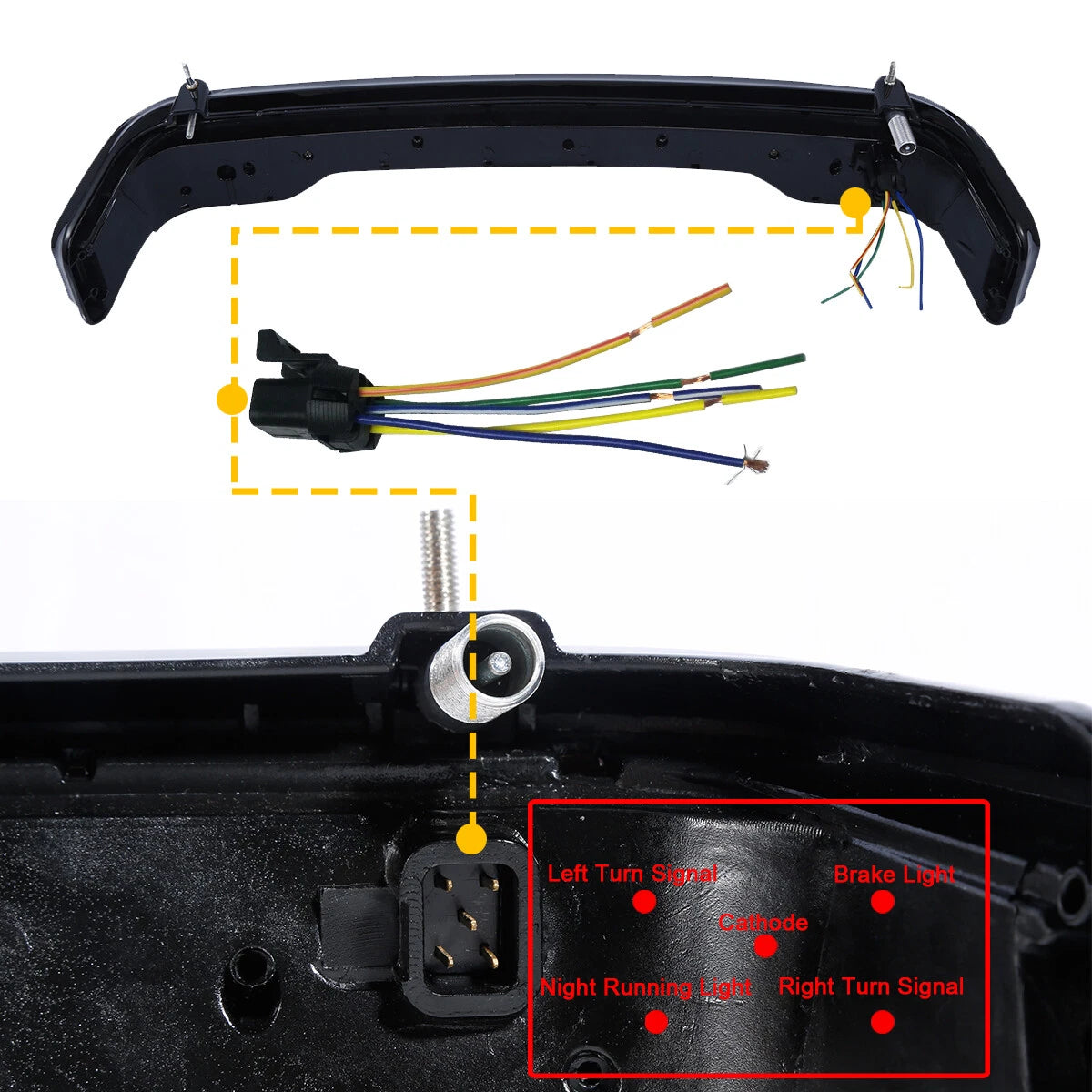 King Trunk LED Brake Tail Light &Side Marker Fit For Harley Touring 14-25 Black