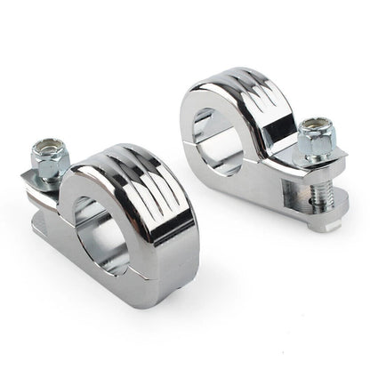 US 1.25" Highway Foot Peg Mounting P Clamps for Harley Dyna Engine Bars Chrome