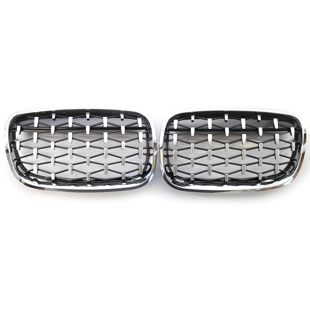 Front Kidney Grille Grill Diamond Style For BMW X5 E70 07-13 ABS Chrome 2pcs US