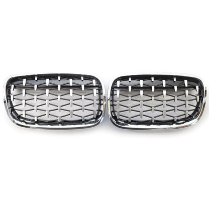 Front Kidney Grille Grill Diamond Style For BMW X5 E70 07-13 ABS Chrome 2pcs US