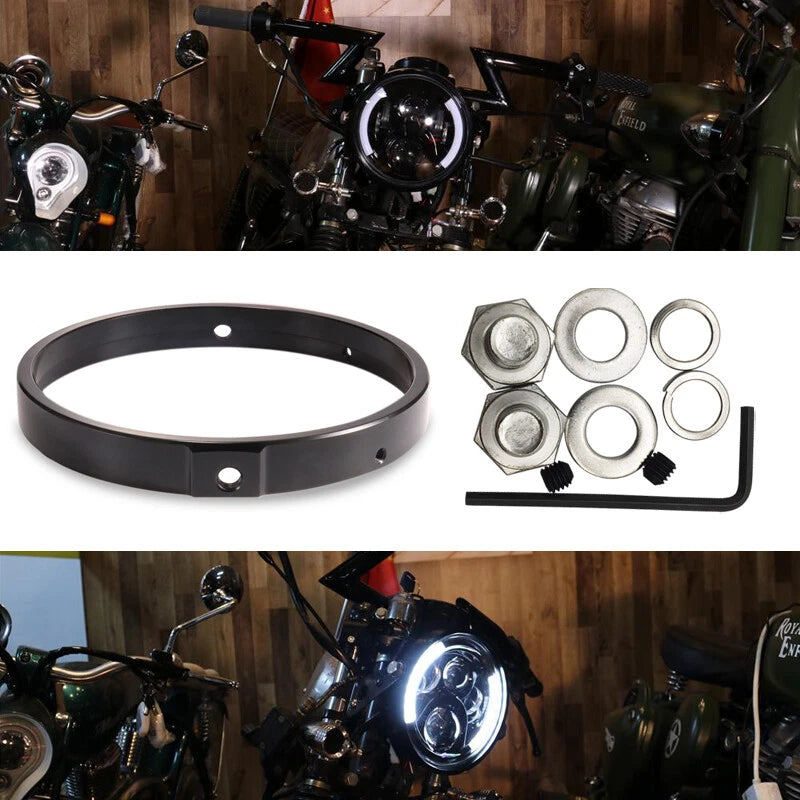 1Pcs Round 7" inch Motorcycle Headlight Mounting Bracket Ring Black Universal