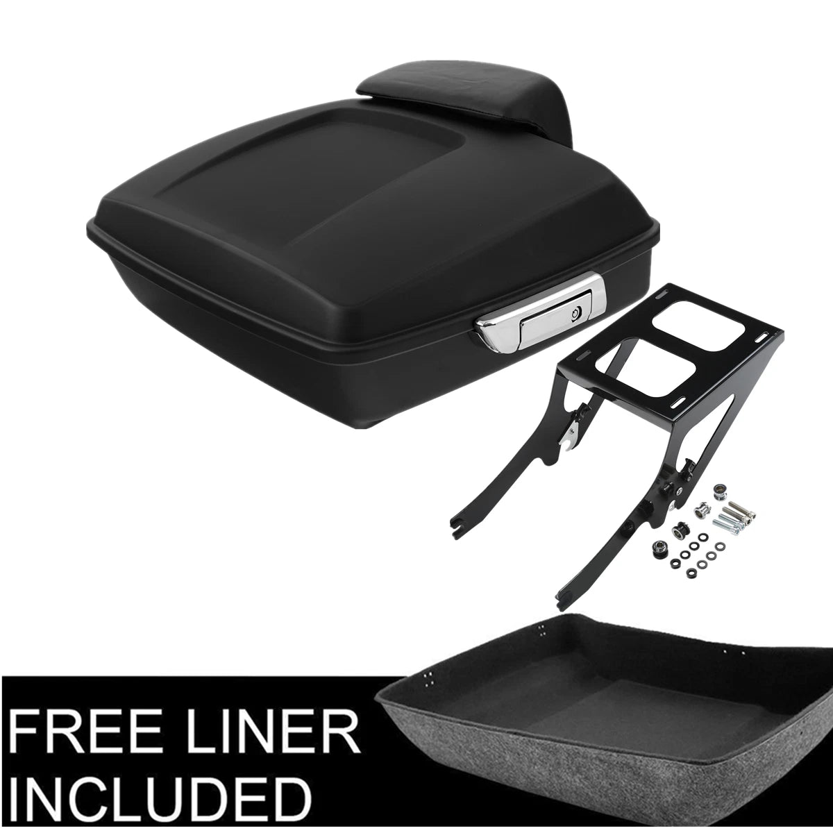Matt Black Chopped Trunk Backrest Pad Mount Rack For Harley Deluxe FLDE 18-Up