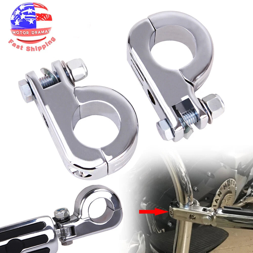 1.25" Foot Pegs Footrest Mount Kits For Harley Sportster Dyna Highway Bar Chrome