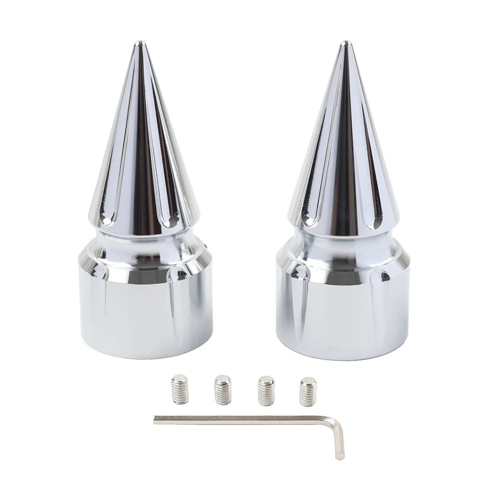 Front Axle Cap Nut Cover 3.6" For Harley Softail 07+ Dyna 08+ Street Glide Silve