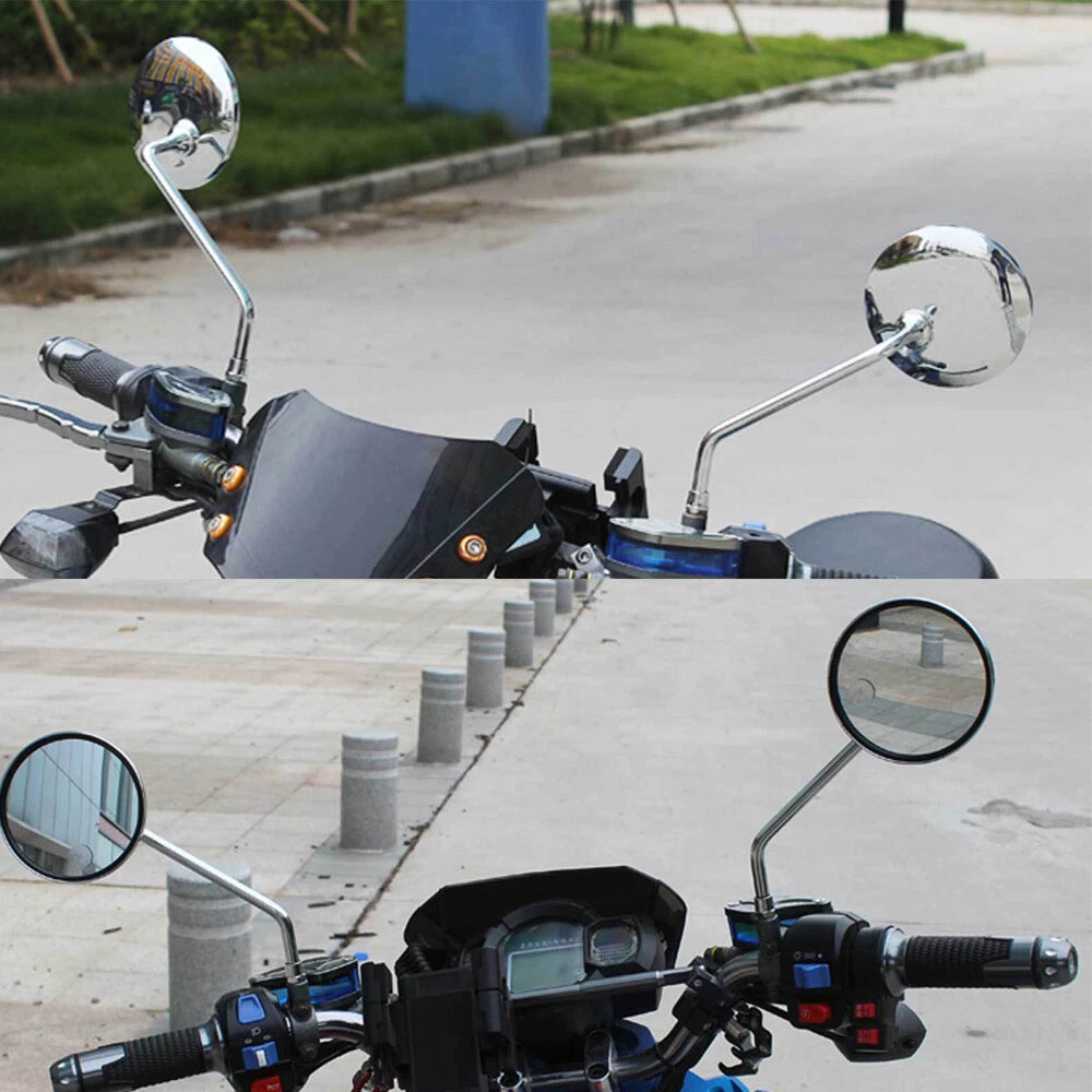 Pair Motorcycle Rear View Rearview Side Round Mirrors Universal 10mm For Yamaha