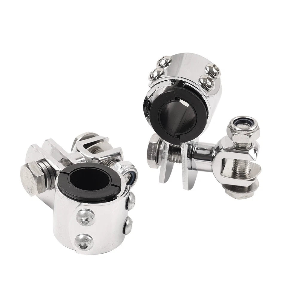 US 1" 1.25" Highway Bar Foot Pegs Mount Clamps Bracket Set For Harley Chrome