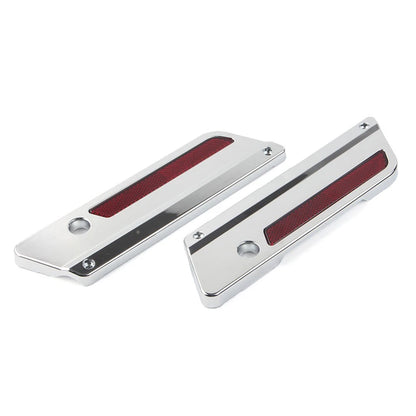 Saddlebag Latch Plate Cover W/ Red Reflector For Harley Touring 1993-13 Chrome