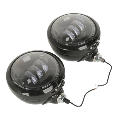 4.5" LED Auxiliary Spot Passing Fog Lights Housing Fit For Harley Electra Glide
