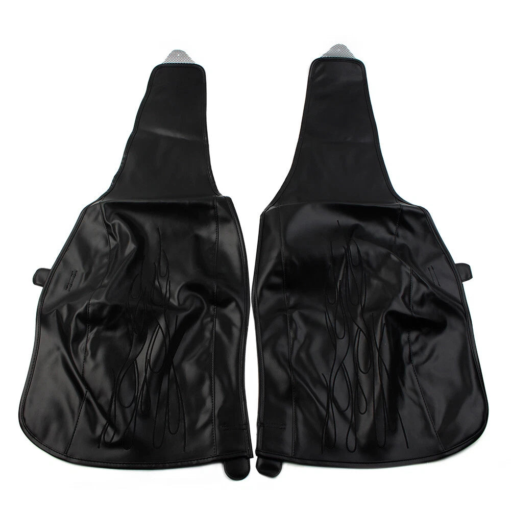 Flame Rear Trike Fender Bra Fit Harley Tri Glide Ultra Classic Black PU Leather