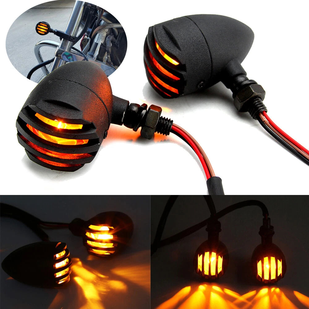 Motorcycle Grill Bullet Turn Signals Tail Light For Harley Honda Suzuki Kawasaki
