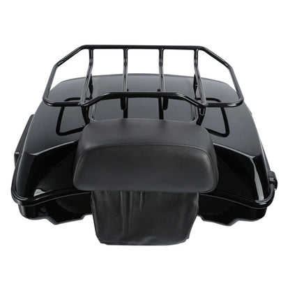Black Razor Trunk Top Rail Backrest Pad Mount Rack Fit For Harley Touring 14-25