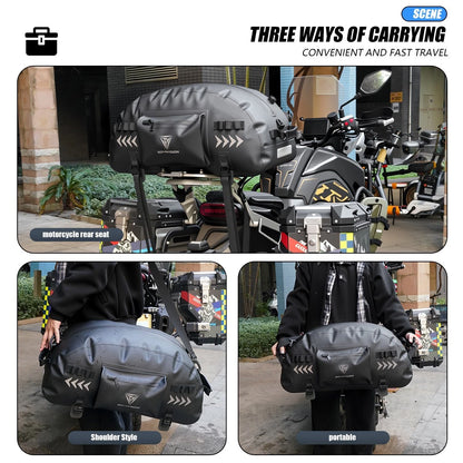 Waterproof Motorcycle Tail Bag Universal Rear Back Seat Bag Black for Harley BMW