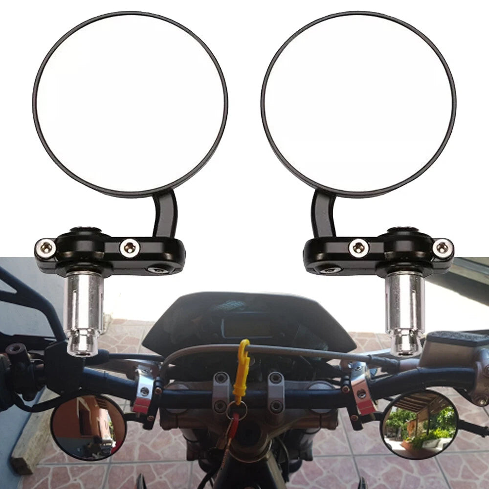 7/8" Folding Bar End Motorcycle Mirrors Aluminum Black Right and Left Cafe Racer