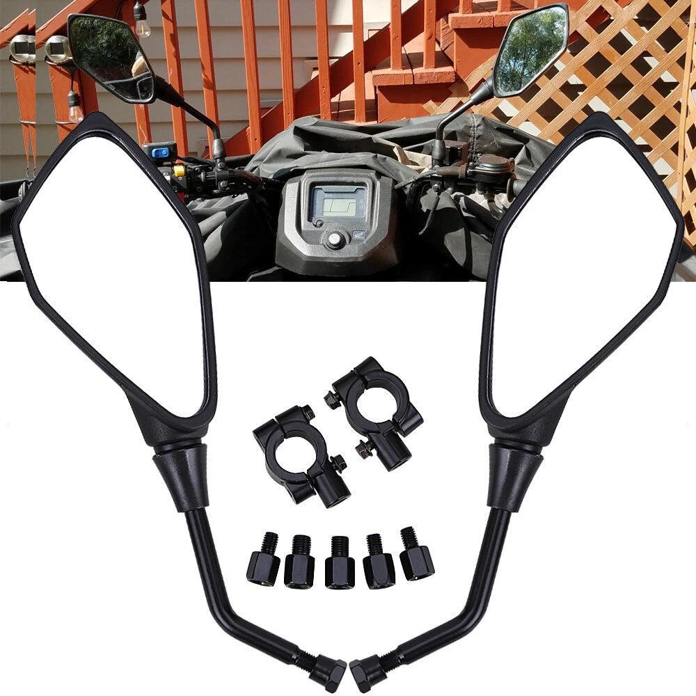 Pair 7/8" Motorcycle Rear View Side Mirrors For Honda Suzuki ATV Bike Handle Bar