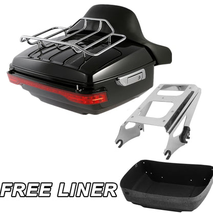King Trunk Luggage Backrest Pad Light Mount Rack Fit For Harley Road Glide 09-13
