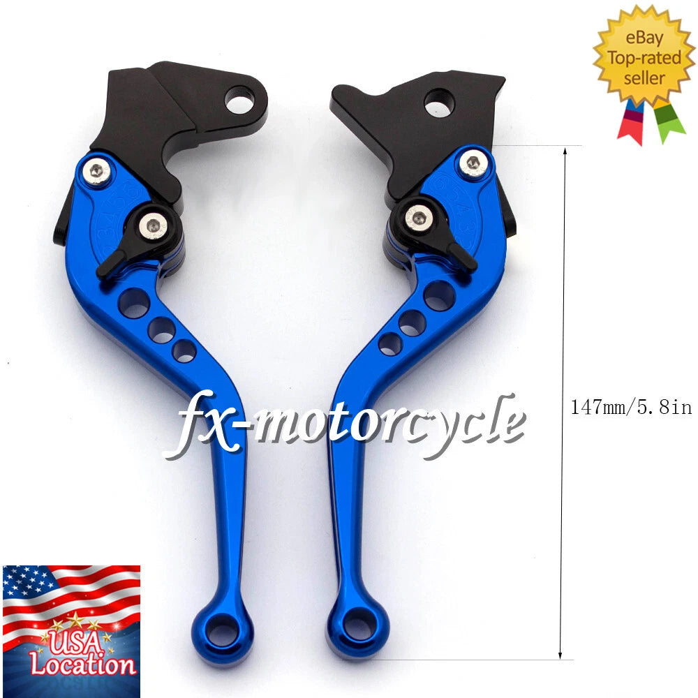 For Suzuki DL650/V-STROM 2004-2010 CNC Brake Clutch Levers Grips Adjustable Blue