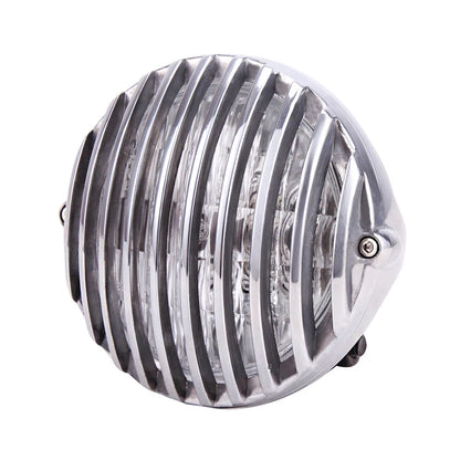 5" Motorcycle Headlight Finned Grill Hi/Lo For Harley Chopper Bobber Cafe racer