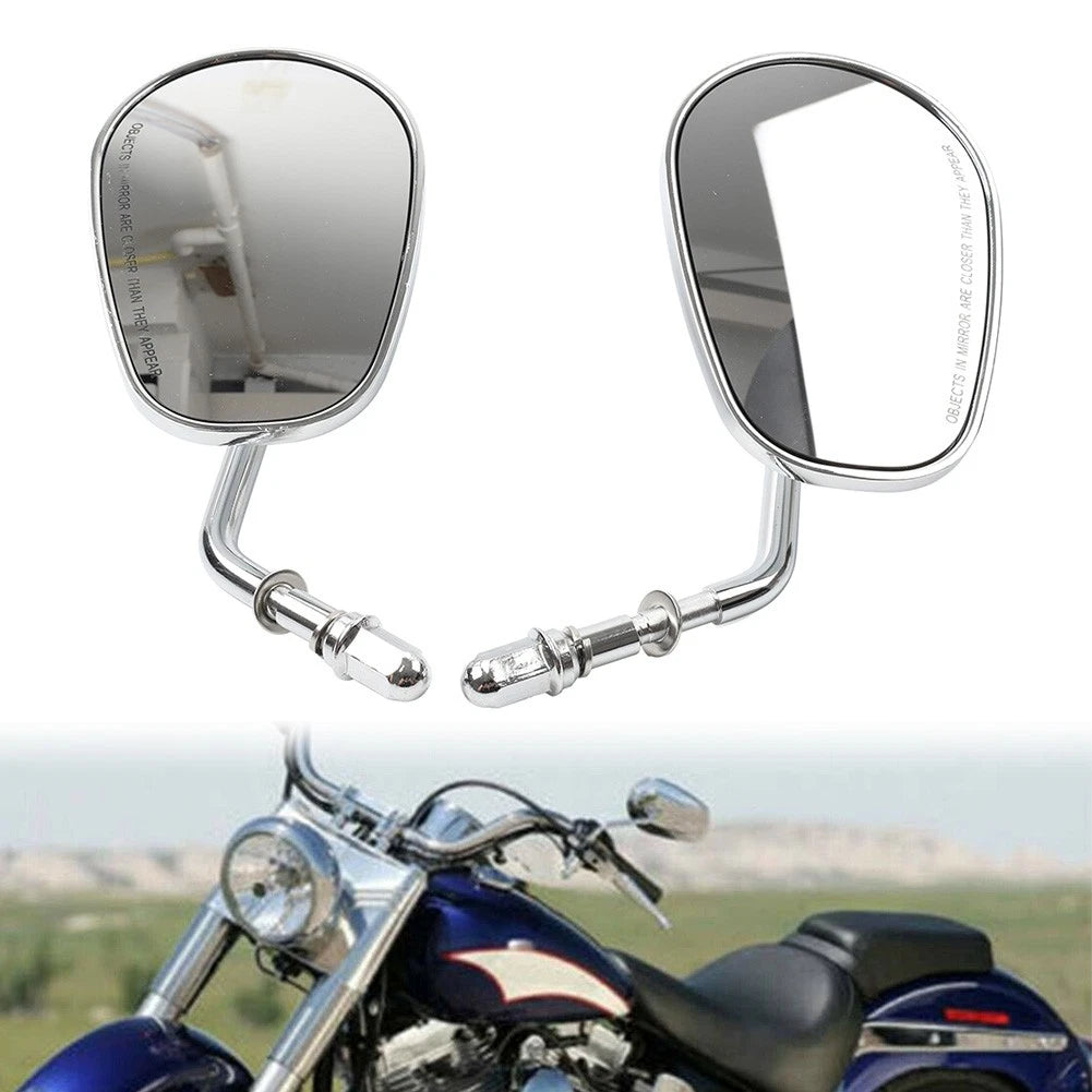 Chrome Motorcycle Short Stem Rearview Side Mirrors For Harley Electra Glide FLHT