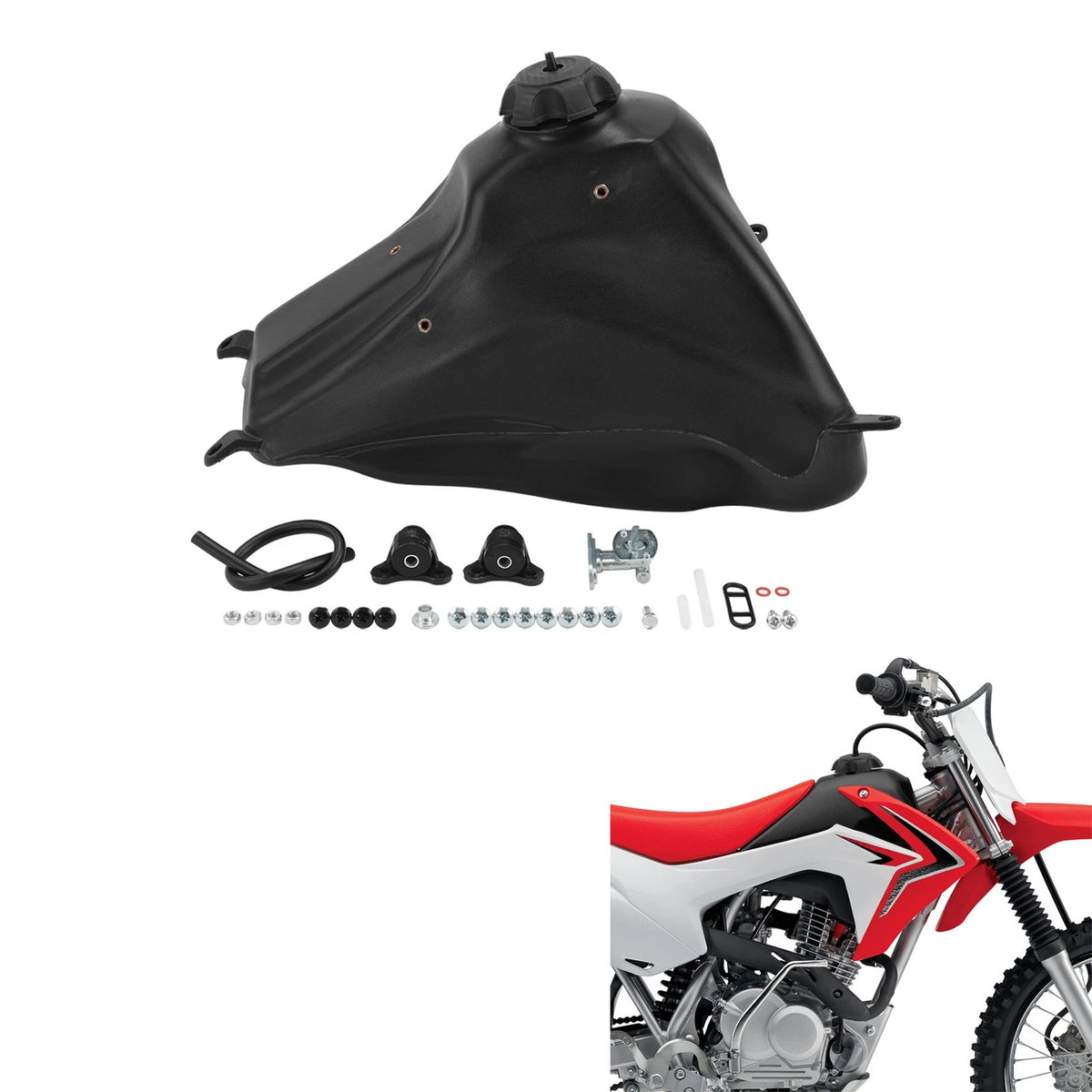 Black Fuel Gas Tank With Petcock & Cap Fit For Honda CRF230F 2015-2019 2016 2017