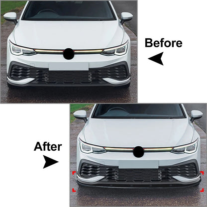 Carbon Fiber Look Front Bumper Lip Spoiler Splitter For VW Golf 8 CS R 2020-24