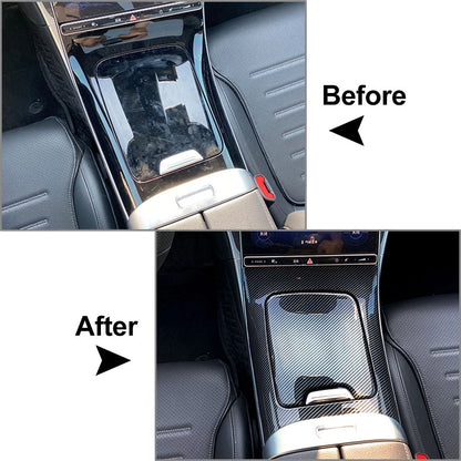 ABS Central Console Gear Shift Panel Trim For for Benz C-Class W206 Carbon Fiber