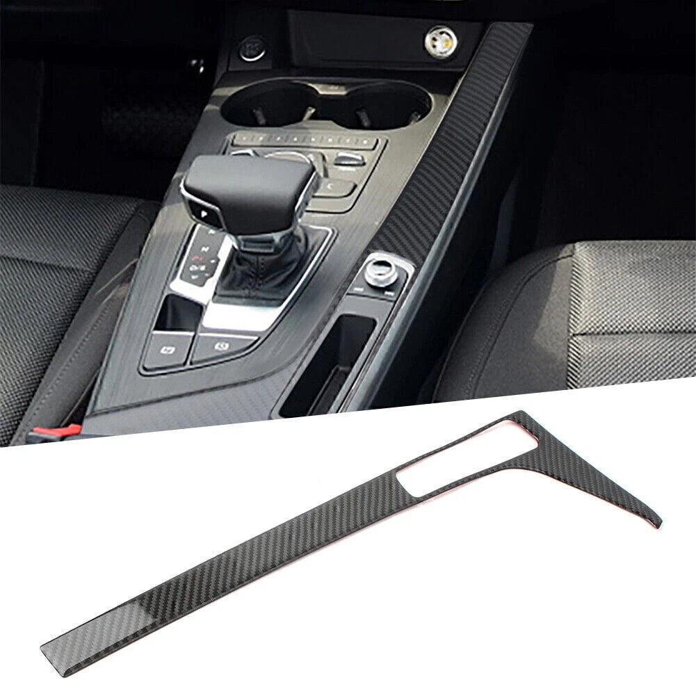 Console Gear Shift Box Trim Cover LHD For Audi A4 B9 A5 S5 2017-20 Carbon Fiber