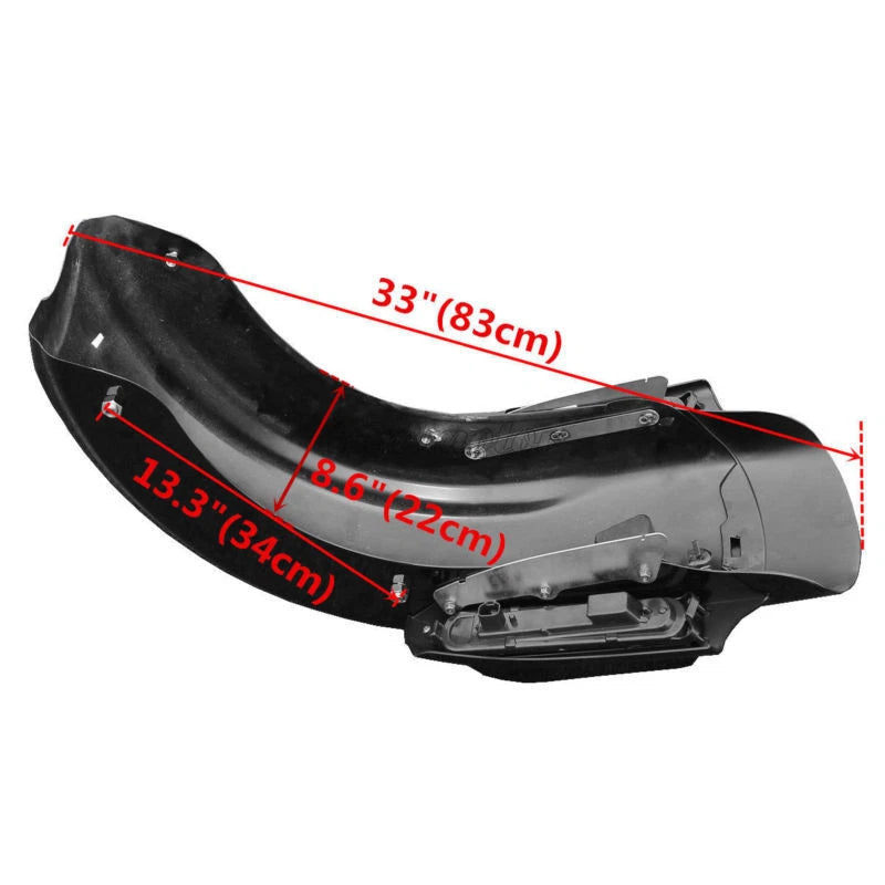 Black Hard Saddlebag LED Rear Fender Fit For Harley CVO Electra Road Glide 14-Up