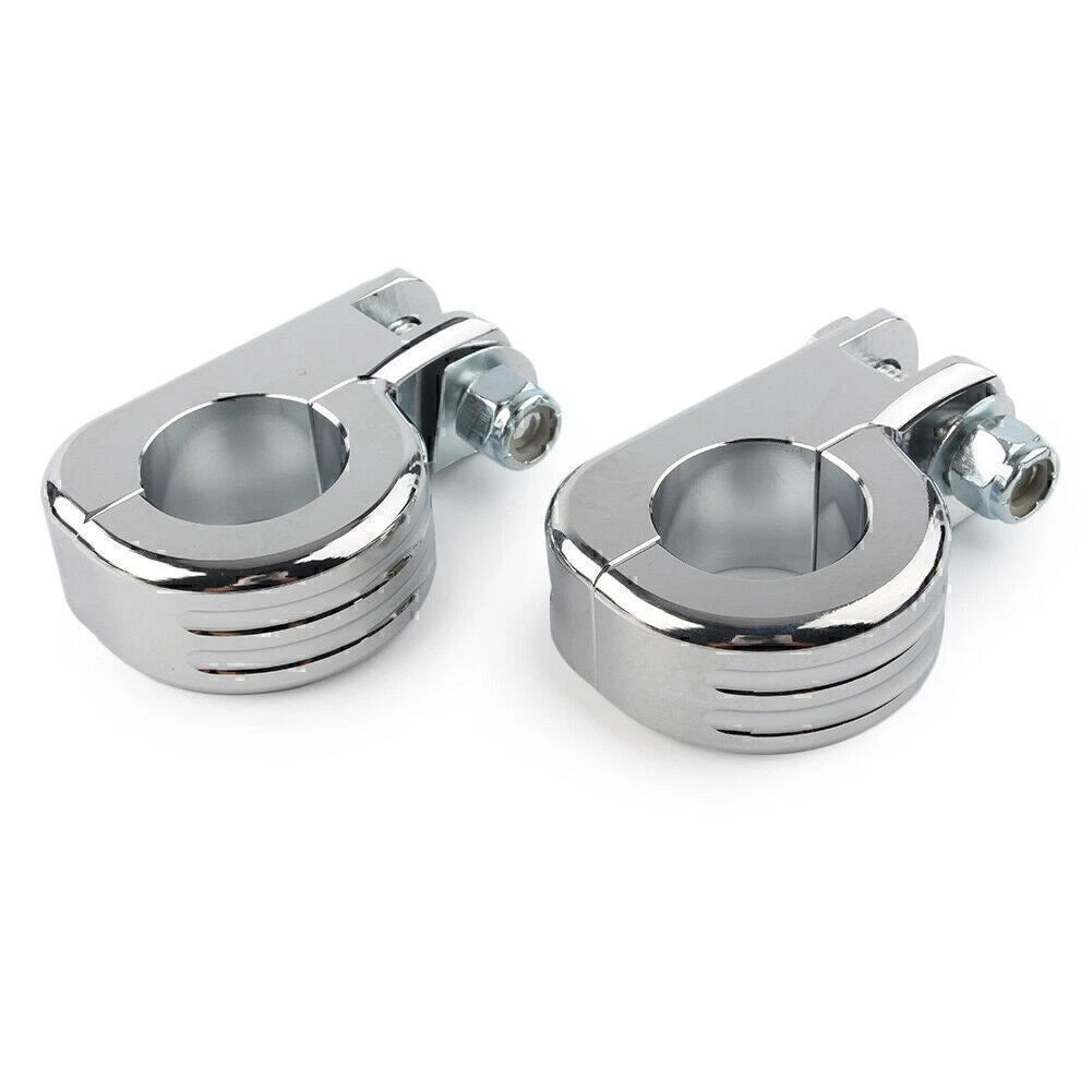 US 1.25" Highway Foot Peg Mounting P Clamps for Harley Dyna Engine Bars Chrome