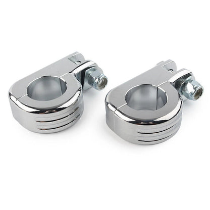 US 1.25" Highway Foot Peg Mounting P Clamps for Harley Dyna Engine Bars Chrome