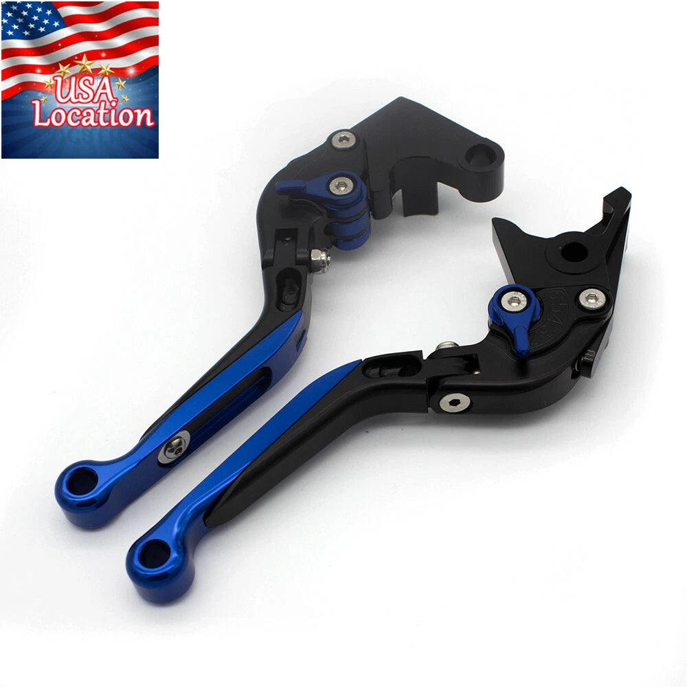 For Yamaha YFZ450 YFZ450R 2009-2020 Fold Extend Brake Clutch Levers Grips Blue